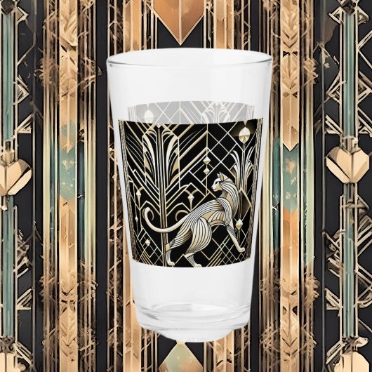 Niedlich Art Deco Katzenliebhaber Glas