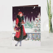 Niedlich Art Deko Vintage Dame Feiertagskarte (Vorderseite)