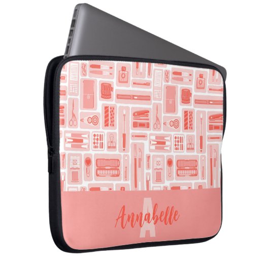 Niedlich Art liefert Korallenmuster-Monogramm Laptopschutzhülle (Vorne Rechts)