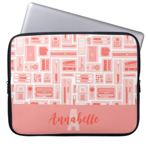 Niedlich Art liefert Korallenmuster-Monogramm Laptopschutzhülle
