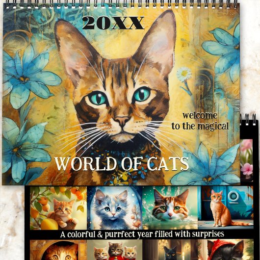 Niedlich Art Magic Cat World Kalender