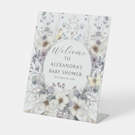 Niedlich Art Nouveau Pastel Blume Butterfly Baby Sockelschild (Vorderseite)