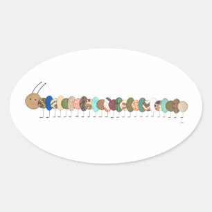Niedlich Art Sticker-Raupe #1-Erin Brie Art Oval Ovaler Aufkleber