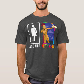 Niedlich Art Teacher Magisches Dabbing Holzmalerei T-Shirt