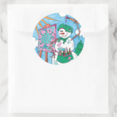 Niedlich Artist Art Snowman Weihnachten Runder Aufkleber (Tasche)