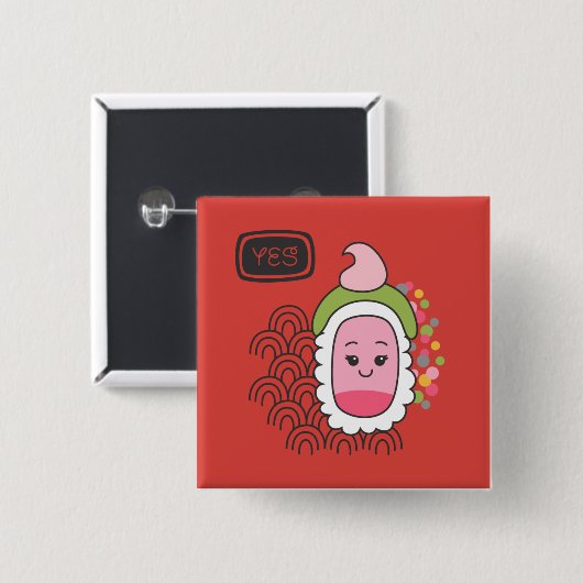 Niedlich Asian Kawaii Sushi Button (Vorne & Hinten)