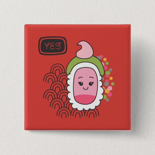 Niedlich Asian Kawaii Sushi Button (Vorderseite)