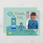 Niedlich Astronaut Rocket Boy Danke für Ihr Geburt Postkarte (Vorne/Hinten)
