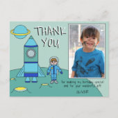 Niedlich Astronaut Rocket Boy Danke für Ihr Geburt Postkarte (Vorderseite)