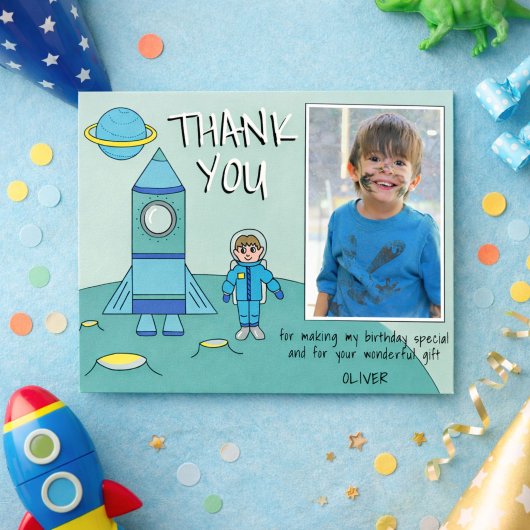 Niedlich Astronaut Rocket Boy Danke für Ihr Geburt Postkarte