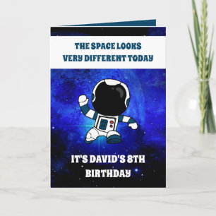 Niedlich Astronaut Space Blue Space 8. Geburtstag Karte