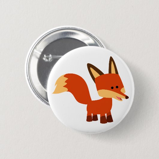 Niedlich Astute Cartoon Fox Button Abzeichen (Vorne & Hinten)