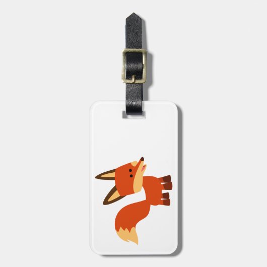 Niedlich Astute Cartoon Fox Gepäckmarke Gepäckanhänger (Vorderseite vertikal)