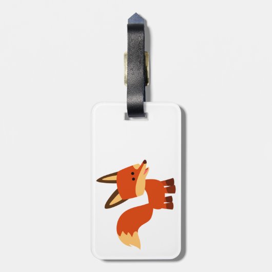 Niedlich Astute Cartoon Fox Gepäckmarke Gepäckanhänger (Rückseite vertikal)