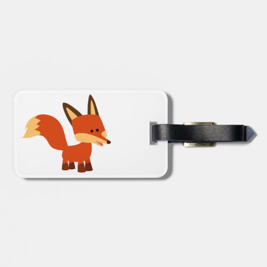 Niedlich Astute Cartoon Fox Gepäckmarke Gepäckanhänger (Rückseite horizontal)