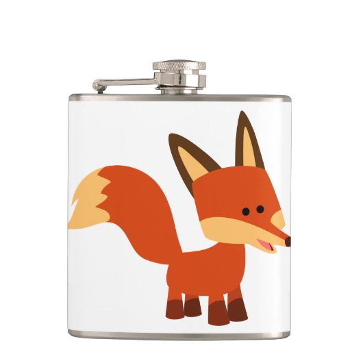 Niedlich Astute Cartoon Fox Hip Flask Flachmann (Vorderseite)