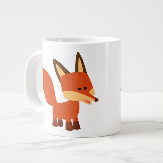 Niedlich Astute Cartoon Fox Jumbo Tasse (Vorderseite Links)