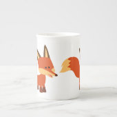 Niedlich Astute Cartoon Fox Knochen China Tasse (Vorderseite)