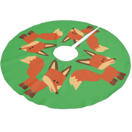 Niedlich Astute Cartoon Fox Tree Skirt Polyester Weihnachtsbaumdecke