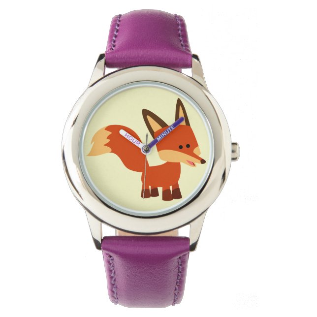Niedlich Astute Cartoon Fox Watch Armbanduhr (Vorderseite)