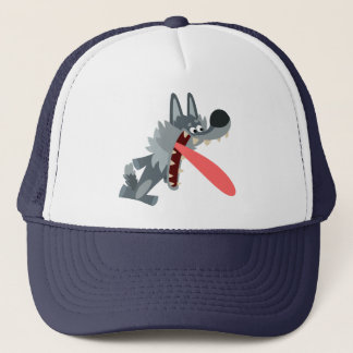 Niedlich aufgeregter Cartoon Wolf Hat Truckerkappe