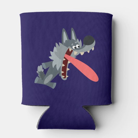 Niedlich aufgeregter Cartoon Wolf kann Cooler flas Dosenkühler (Rückseite)