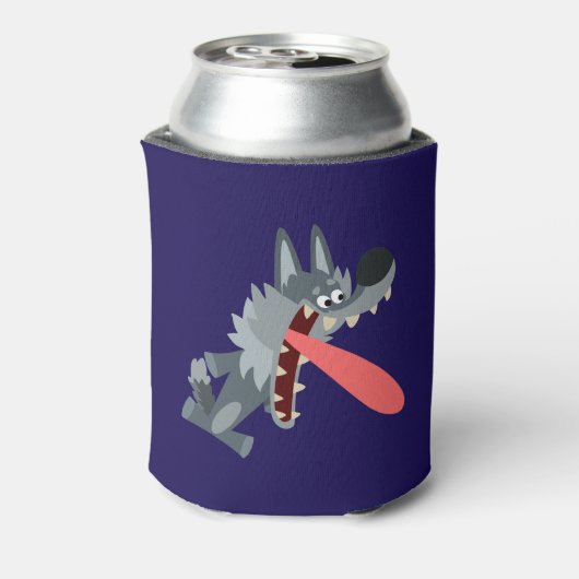Niedlich aufgeregter Cartoon Wolf kann Cooler flas Dosenkühler (Kanne Rückseite)