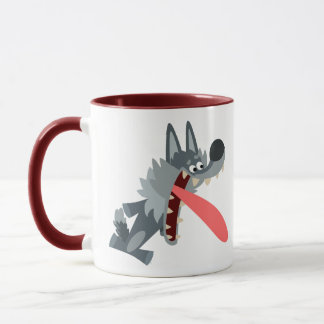 Niedlich aufgeregter Cartoon Wolf Tasse