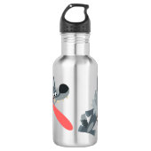 Niedlich aufgeregter Cartoon Wolf Wasserflasche (Vorderseite)