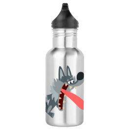 Niedlich aufgeregter Cartoon Wolf Wasserflasche