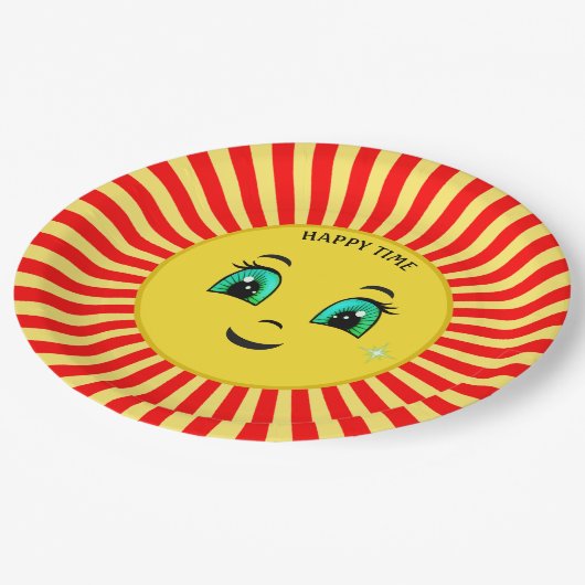 Niedlich aufsteigende Sonnensegel- und Rot-Rays-Pa Pappteller (Schrägansicht)