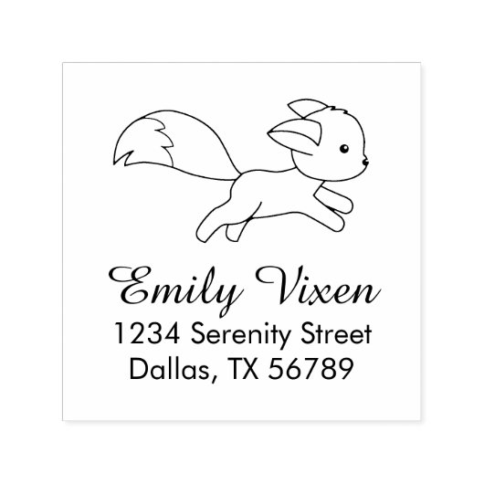 Niedlich ausgeführte Fox-Adresse Selbstfarbige Bri Permastempel (Design)
