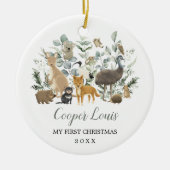 Niedlich Aussie Animals Greenery Baby 1. Weihnacht Keramik Ornament (Vorne)