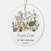 Niedlich Aussie Animals Greenery Baby 1. Weihnacht Keramik Ornament (Links)