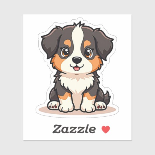 Niedlich Aussie Shepherd Puppy - Sitting Pose Aufkleber (Blatt)