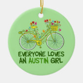 Niedlich Austin Girl Bicycle Keramik Ornament (Vorne)
