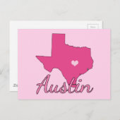 Niedlich Austin Texas Girl Pink Postkarte (Vorne/Hinten)