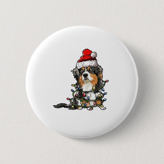 Niedlich Australian Shepherd Santa Christmas Tree Button (Vorderseite)