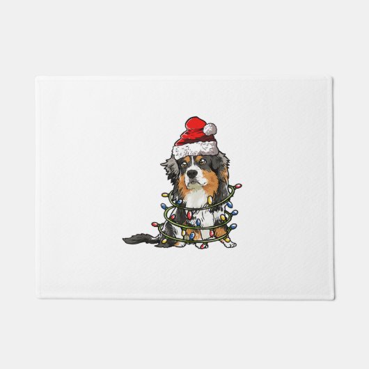 Niedlich Australian Shepherd Santa Christmas Tree Fußmatte (Vorderseite)