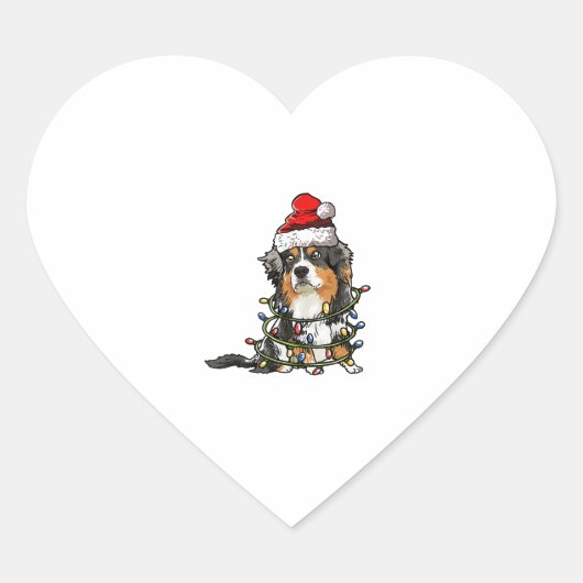 Niedlich Australian Shepherd Santa Christmas Tree  Herz-Aufkleber (Vorderseite)
