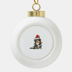 Niedlich Australian Shepherd Santa Christmas Tree  Keramik Kugel-Ornament