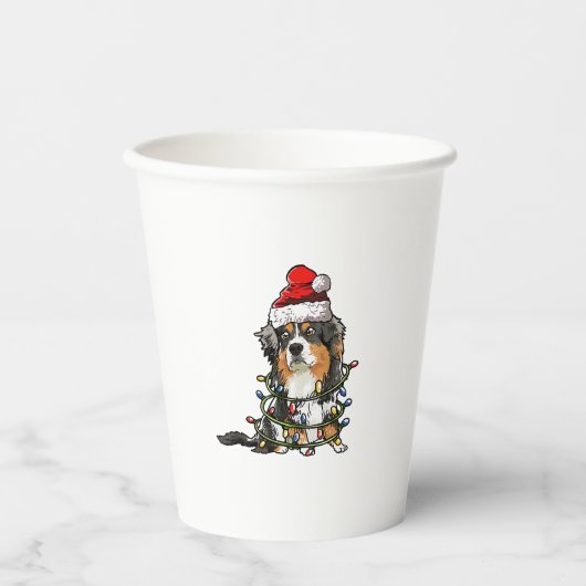 Niedlich Australian Shepherd Santa Christmas Tree Pappbecher (Vorderseite)