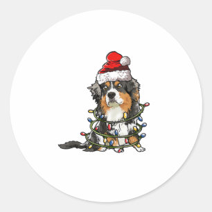 Niedlich Australian Shepherd Santa Christmas Tree Runder Aufkleber