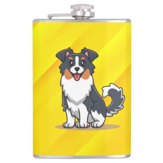 Niedlich Australischer Schäferhund-23145 Flachmann (Vorderseite)