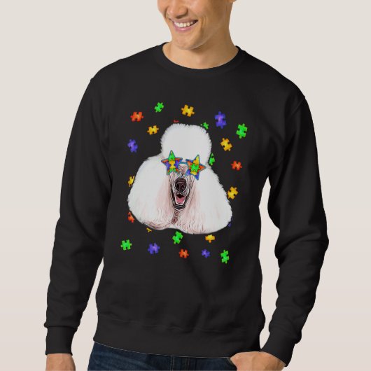 Niedlich Autism Poodle Dog Puzzle Sonnenbrille Hau Sweatshirt (Vorderseite)