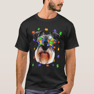 Niedlich Autism Schnauzer Dog Puzzle Sonnenbrille  T-Shirt