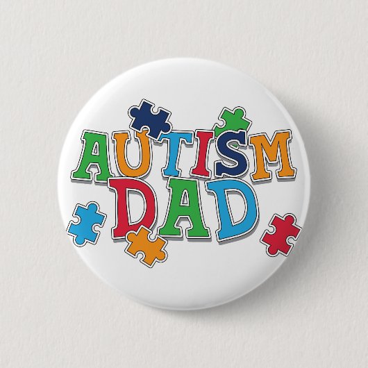 Niedlich Autismus Vater Autistische Bewusstsein Button (Vorderseite)