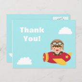 Niedlich Aviator Boy Airplane Vielen Dank für Ihre Postkarte (Vorne/Hinten)