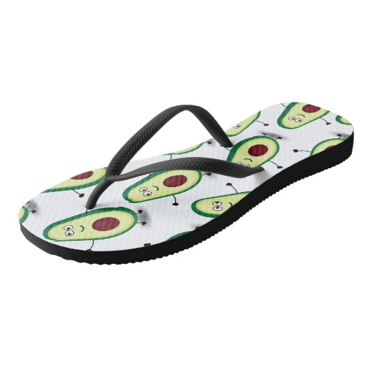 Niedlich Avocado Cartoon Muster Flip Flops Badesandalen (Schrägansicht)