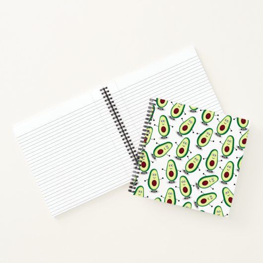 Niedlich Avocado Cartoon Muster Spiral Notebook Notizblock (Innenseite)